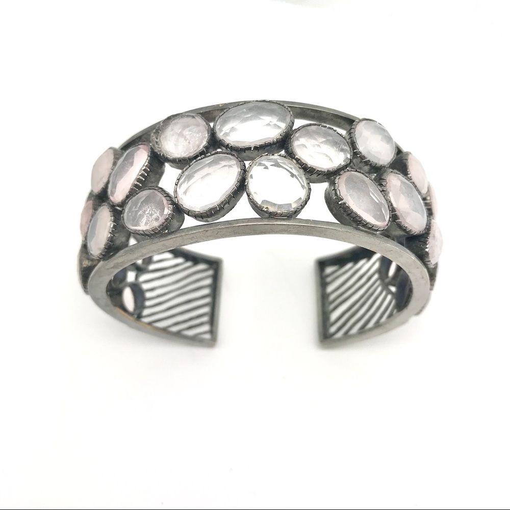 Rose Quartz Silver Cuff